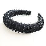 Charger l&#39;image dans la galerie, Distressed/ ripped black denim padded headband 
