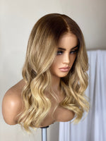 Load image into Gallery viewer, Blonde with dark roots hd lace closure wig
