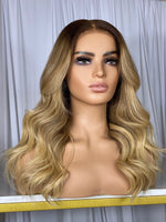 Load image into Gallery viewer, Blonde with dark roots hd lace closure wig
