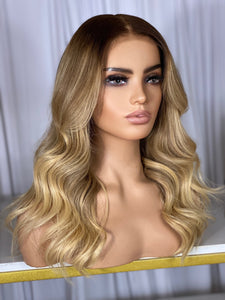 Blonde with dark roots hd lace closure wig