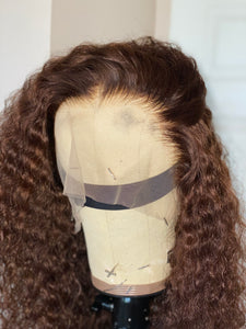 Brown lace frontal curly wig