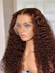 Brown lace frontal curly wig