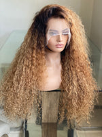 Load image into Gallery viewer, Transparent lace frontal blonde curly wig
