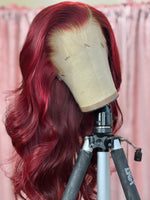 Cargar imagen en el visor de la galería, Red burgundy hd lace wig
