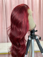 Load image into Gallery viewer, Red burgundy hd lace wig
