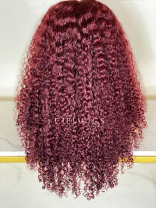 Red burgundy curly wig